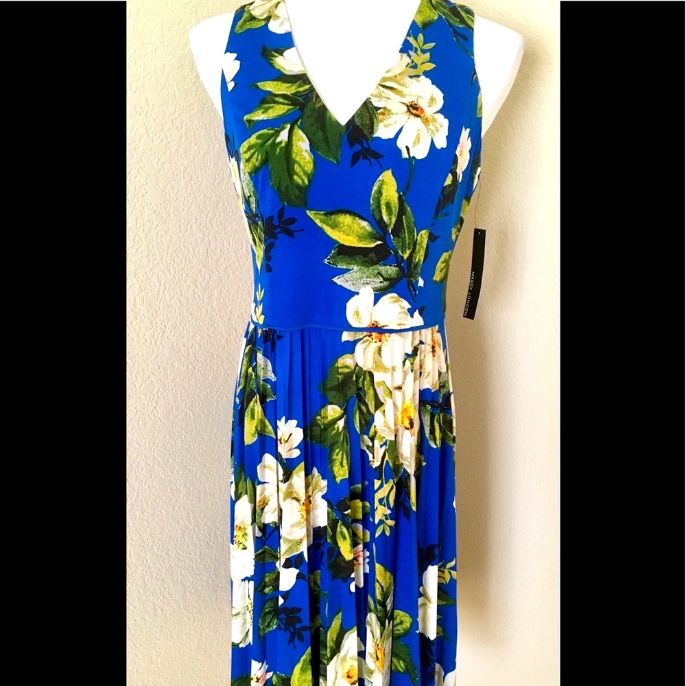 Maggy London dress floral Sleeveless pleated skirt
